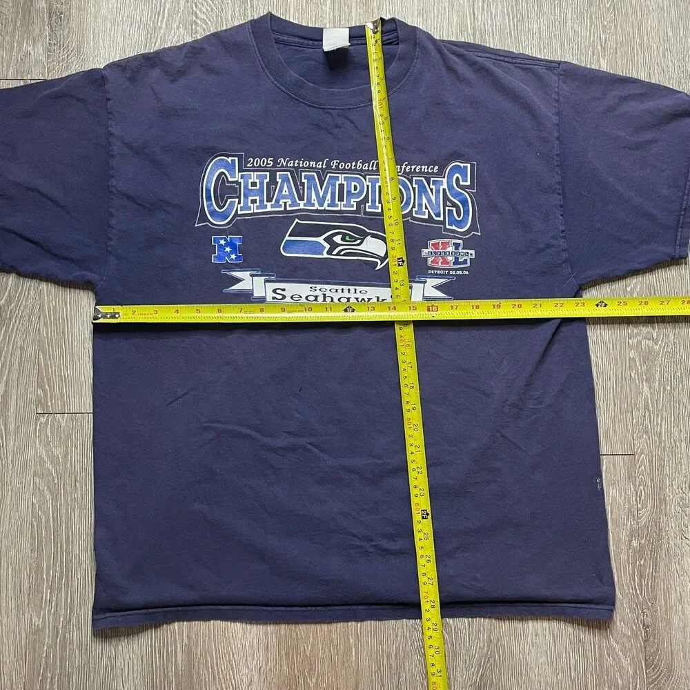 Vintage Seattle Seahawks Shirt Mens Large NFL NFC Champions Super Bowl XL